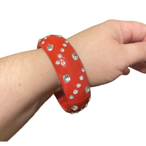 Red‎ Bangle with Rhinestones women OS - Picture 3 of 6